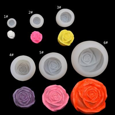 China Rose Silicone Soap Mold 6 Different Size Flower Diy Candle Epoxy Resin Mold Cake Decorating Molds for sale