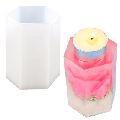 China Europe Hexagon Pillar Candle Molds Epoxy Resin Casting Molds Silicone Molds For DIY Aromatherapy Candles Soaps Ornaments Desktop Crafts for sale