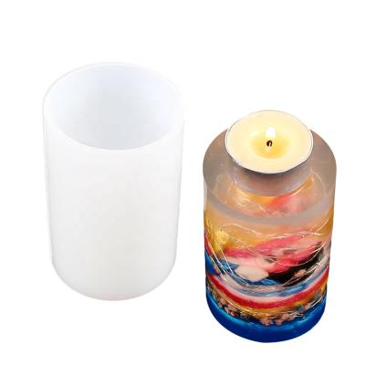 China Europe Cylinder Silicone Craft Mold Resin Candle Mold Crystal Casting Molds Aromatherapy Candle Decoration White Transparent Mold for sale