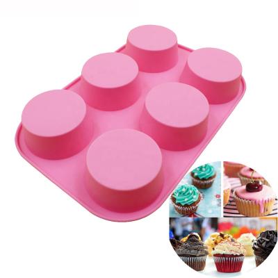 China Viable Bun Pan Silicone Cupcake Pans 6 Cup Silicone Baking Molds For Cupcake Baking Pudding DIY Cake Decorating for sale