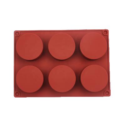 China 6 Cavities Viable Round Cylinder Silicone Mold For Chocolate Covered Cookie Candy Jelly Pudding Cake Tools Cookie Baking Mold for sale