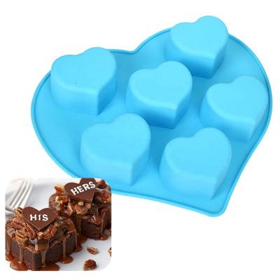 China Viable Silicone Heart Shaped Mold For Cake Pastry Jelly Pudding Mold 6 Cavity Soap Handmade DIY Molds Cake Decoration for sale