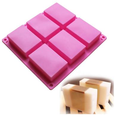 China Sustainable 6 Cavities Silicone Soap Molds Rectangle Tray Mold Soap Mold Cookie Chocolate Ice Cube for sale