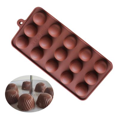 China Sustainable Silicone Mold For Chocolate Round Candy Mold 15 Hole Cookie Bakeware Gummy Swirl Shape Ice Cream Tray DIY Cake Decoration for sale