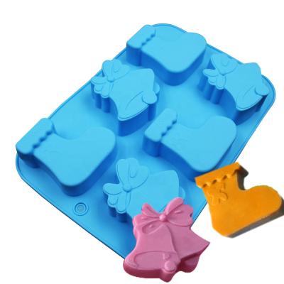 China Silicone Cake Mold Viable Christmas Bell Knock Handmade Chocolate Jelly Mold Cake Decoration Soap Resin Candle Mold Candy for sale