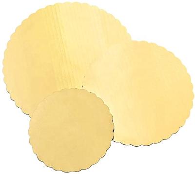 China 6 8 10 workable 12 inch round cake board circle cardboard gold base for stackable layer cake pizza tart cake decorating for sale