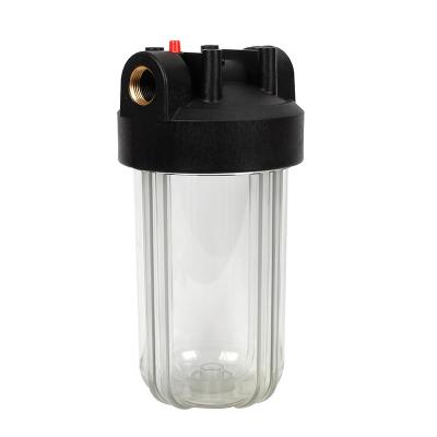 China 10 Inch Tall Clear Water Filter Housing Hotel With Brass Port for sale