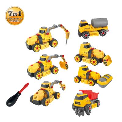 China Amazon Good Selling 7 in 1 Take Down Truck Building Set STEM Learning Toy DIY Engineering Building Playset With Lights & Sounds 25*21.5*12.8cm for sale