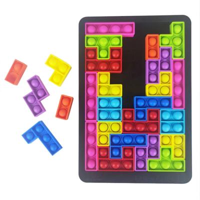 China DIY TOY Hot Silicone Fidget Toys 26 PCS Building Blocks Puzzle Board Game Russian Desktop Game Educational Toys for sale