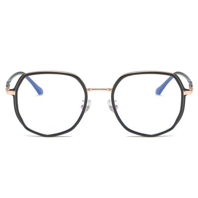 China For Reading Glass Fashion Tr90 Metal Anti Light Optical Eyewear Retro Myopia Transparent Blue Polygonal Glasses for sale