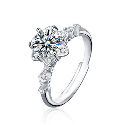 China Wedding Ring Jewelry Women Synthetic Engagement Lab Created Diamond Rings Round Brilliant Cut for sale