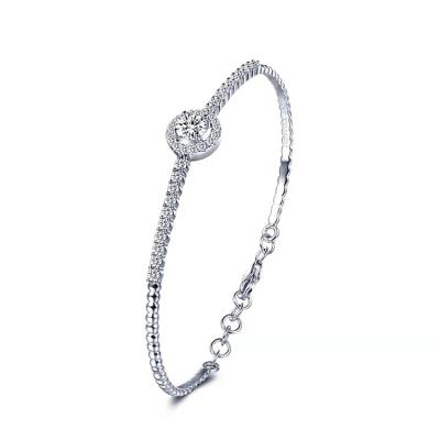 China New Fashion Minimalist Jewelry Small Silver Plated Simple Zircon Circle Enchanting Women's Adjustable Bracelet for sale