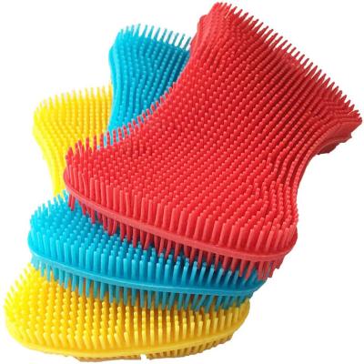 China Durable DH Silicone Sponge Dish Wash Kitchen Instruments Sweep , Double Sided Silicone Dish Cleaning Sponge for sale