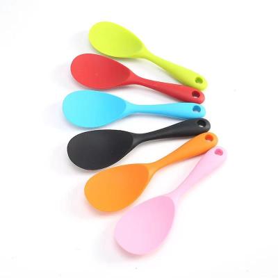 China Durable DAC Long Handle Cookware Non-Stick Rice Scoop Silicone Rice Paddle Heat Resistant Spoon for sale