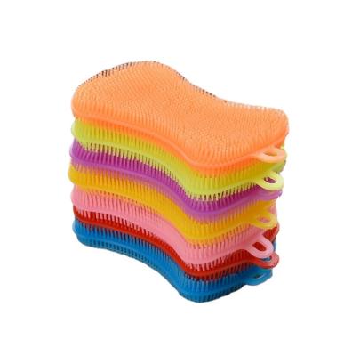 China Sustainable BPA Free Non Sticking Multifunctional Double Sided Silicone Dish Wash Sponge for sale