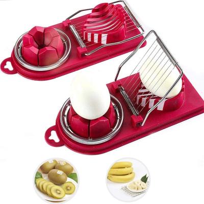 China Sustainable Stainless Steel Cutter Wires Cooking Egg Slicers 2 In 1 Fruit Slicer Boiled Egg Cutter for sale