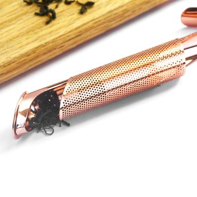 China 2022 Viable Hot Vendor Stainless Steel Rose Gold Tube Rod Tea Infuser Profession Tea Strainer for sale