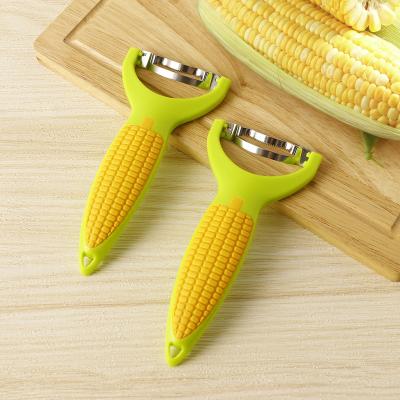 China High Quality Viable Stainless Steel Creative Corn Kitchen Peeler Flatter Corn Cutter With Plastic Handles for sale