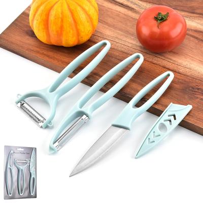 China New promotion 3PCS viable multifunctional vegetable peeler with fruit knife set for sale