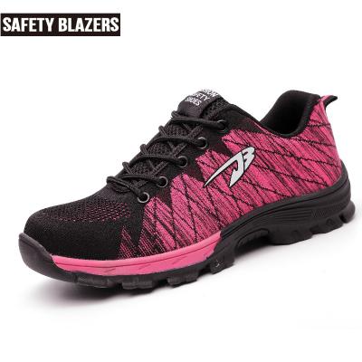 China Best Selling Rose Red Toe Workers Safety Shoes Hot Steel BLAZERS SAFETY Breathable With Shuttle Flying Surface for sale