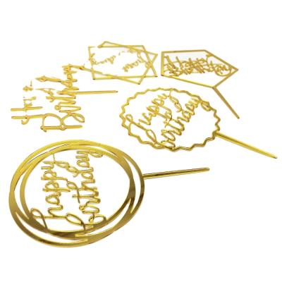 China 10 Pack Acrylic House Decoration, Gold & Ribbon Eco-Friendly Material Cake Topper Wedding Cake Topper Birthday Cake Decorations Supplies for sale