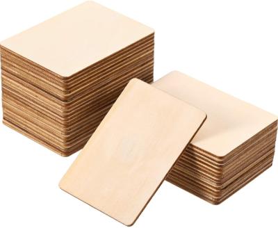 China Eco-Friendly Promotional White Wood Squares Cutouts Wooden Pieces Unfinished Round Corner For DIY Arts Crafts Project Home Decor Laser Cut for sale