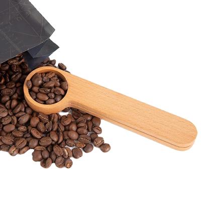 China Wooden Stocked Coffee Scoop With Measuring Coffee Bean Spoon Clip Bag Clip Tea Gift For Coffee Lovers for sale