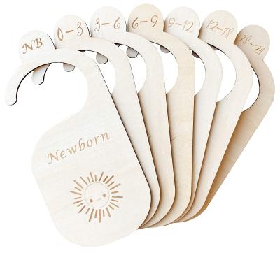 China Europe EN71 Wooden Baby Closet Dividers Set 7 Baby Sunshine Baby Closet Organizers Closet Hangers Baby Room Decor for sale