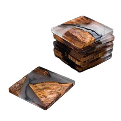 China Creative Traditional Chinese Wooden Resin Coaster Epoxy Resin Wooden Coasters Sets Mold Housewarming Gift for Modern House Apartment Bar Coasters for sale