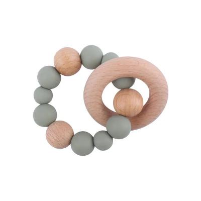 China Eco-Freindly Tailai Easter Crochet Teether Bunny Beech Wooden Baby Rattle Teether Toy for sale