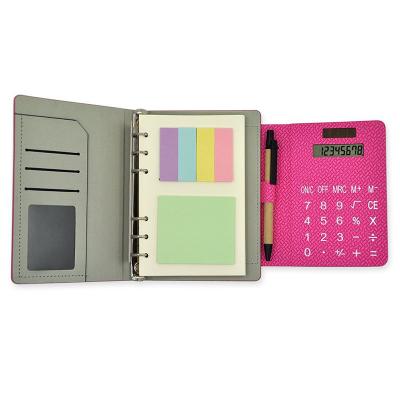 China General Purpose Calculator PU Leather 6 Ring Binder Executive Personal Organizers Multifunctional Business Notebook With Solar Power Calculators Card Slot for sale