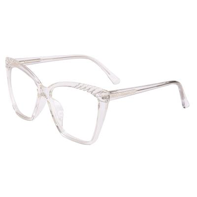 China Custom Logo Anti Blue Light AC Lens TR Transparent Glasses Optical Frame Women Female for sale