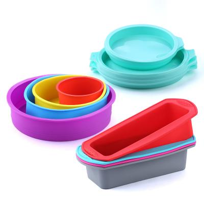 China Sustainable Silicone Layered Cake Mold Round Form Non-Stick Rectangular Silicone Bread Pan Toast Bread Mold Cake Tray Mold Baking Tools for sale