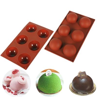 China Sustainable Custom Logo 6 Cavities Hot Chocolate Mold Half Round Silicone Cake Molds for sale