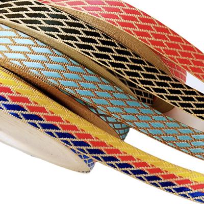 China Other New Type Pattern Polyester Webbing Webbing 25mm Prismatic Polyester Webbing Tape Polyester Gurtband For Paper Bag Packing for sale