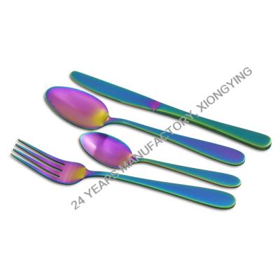 China Sustainable Colorful Food Grade Stainless Steel Flatware Set Spoon Fork Knife Set for sale