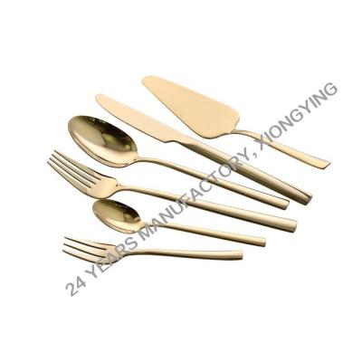 China Wholesale Viable Modern Wedding Gold Stainless Steel Dinnerware Set Stylish Knife Fork And Spoon for sale