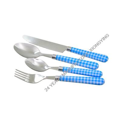 China Viable Wholesale Plastic Handle Wedding Flatware Set Spoon Fork Knife Set for sale