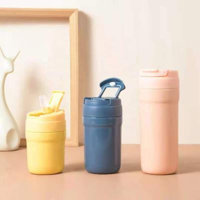 China PORTABLE 300ml 450ml 700ml Straw Sipper / Coffee Flip Lid Stainless Steel Vacuum Insulated Cup for sale