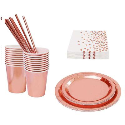 China Cheap Plastic Sets Decoration Supplies China Rose Gold Theme Set Festival Decoration New Design Party for sale