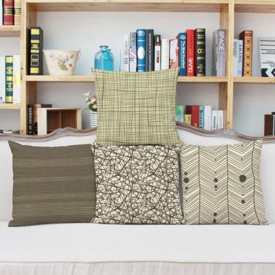 China Cushion Cover OEM Cotton ODM Simply Simple 2021 Brown Geometry Linen Line for sale