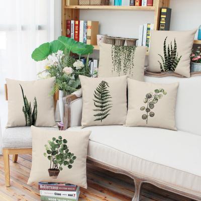 China 2021 Hot Selling New Spring Jungle Cotton Canvas Viable Tropical Leaves Pillow Case OEM ODM for sale