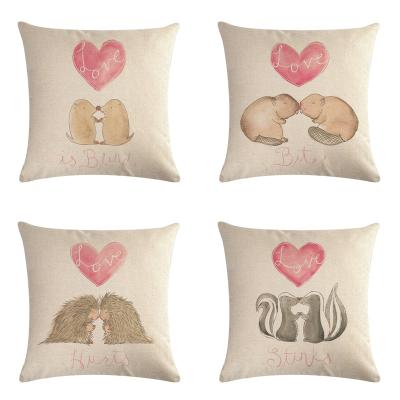 China 2021 Two Liveable Animals In Soft OEM Pillow Case Couples Heart Pink Love Cushion Factory Wholesale Animal for sale