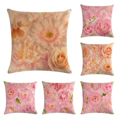 China Watercolor Viable Home Decorations Tulips Farmhouse Peony Peach Blossom Bouquet Pillow Covers 2021 Pink for sale