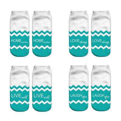 China 2021 Viable Best Gift Plus Size Custom Make Best Seller Inspirational Words White Teal Socks Blessed for sale