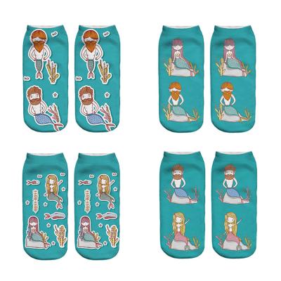 China 2021 Viable Latest Nordic Design Large Size Marine Women Custom Design Mermaid Teal Socks for sale