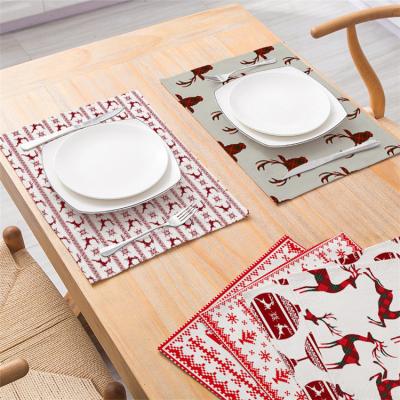 China 2021 Sustainable Christmas Cotton Linen Place Mats For Home Holidays for sale