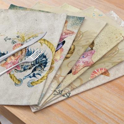 China 2021 Latest Design Ocean Cotton Home Nautical Linen Fabric Sustainable Maritime Place Mats for sale