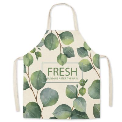 China Simple Custom Tropical Kitchen Apron Banana Green Leaves Cotton Aprons For Women Men Home Bibs Thick 185g Cotton for sale