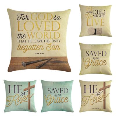 China Viable High Quality Christian Pillowcase Cover Saved By Grace Christian Gifts OEM Cushion Cover for sale